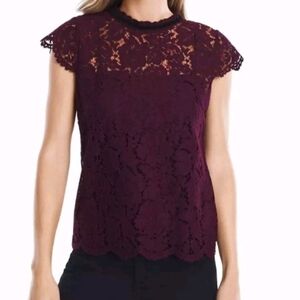 WHBM Burgundy Lace Top size XS